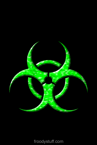 iPhone wallpaper from FroodyStuff.com: Biohazard Lime