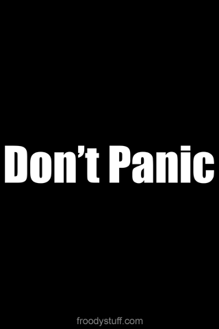 iPhone wallpaper from FroodyStuff.com: Don't Panic